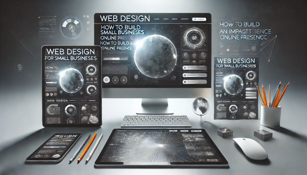 A visually appealing website design concept tailored for small businesses, showcasing a professional and modern digital presence.
